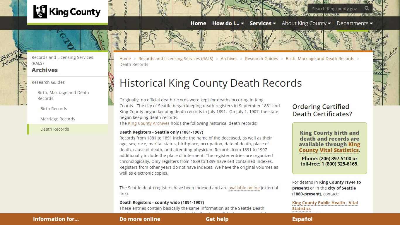 Historical King County Death Records - King County