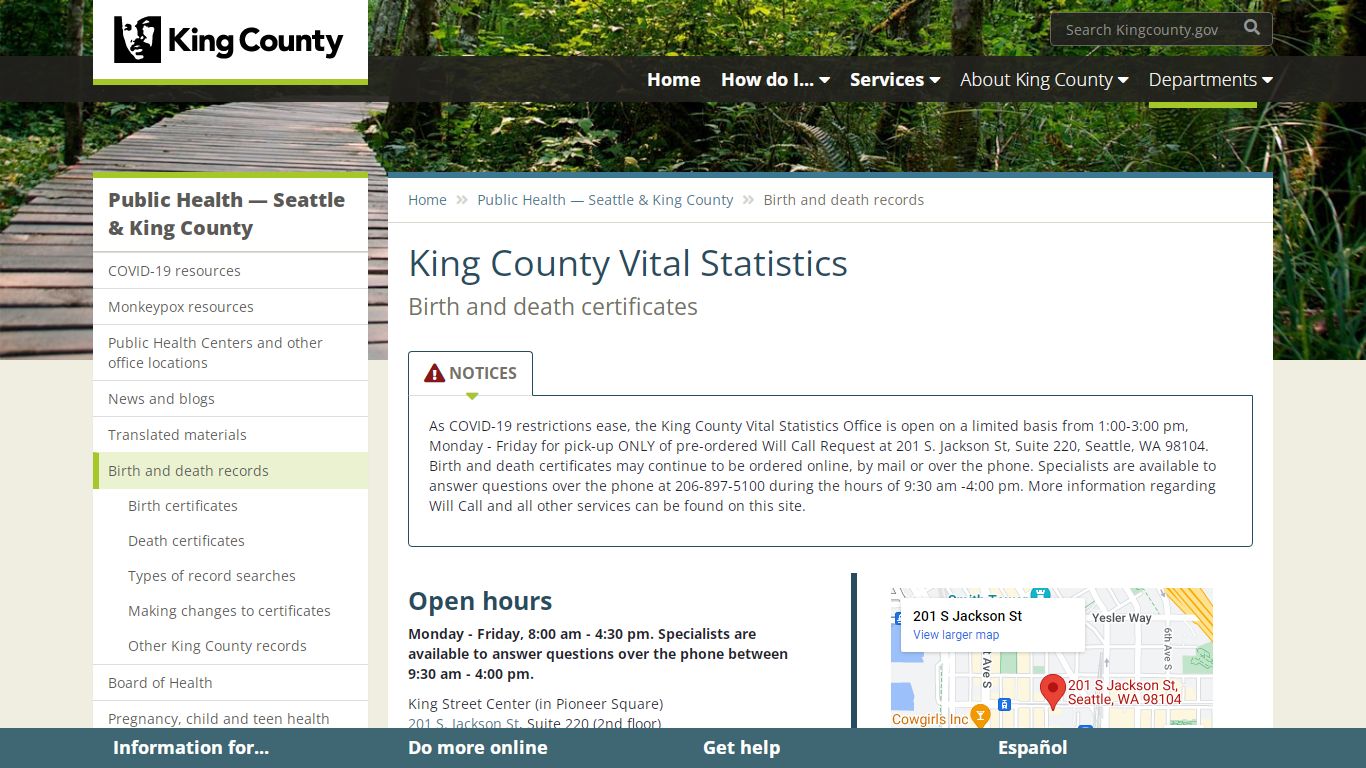 King County Vital Statistics - King County